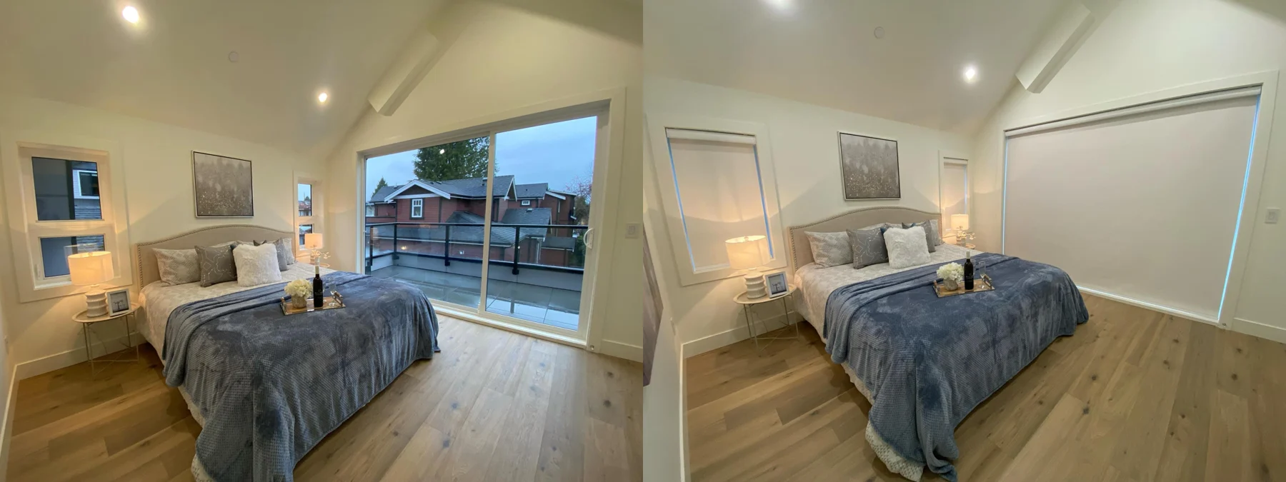 Bedroom window coverings — before and after