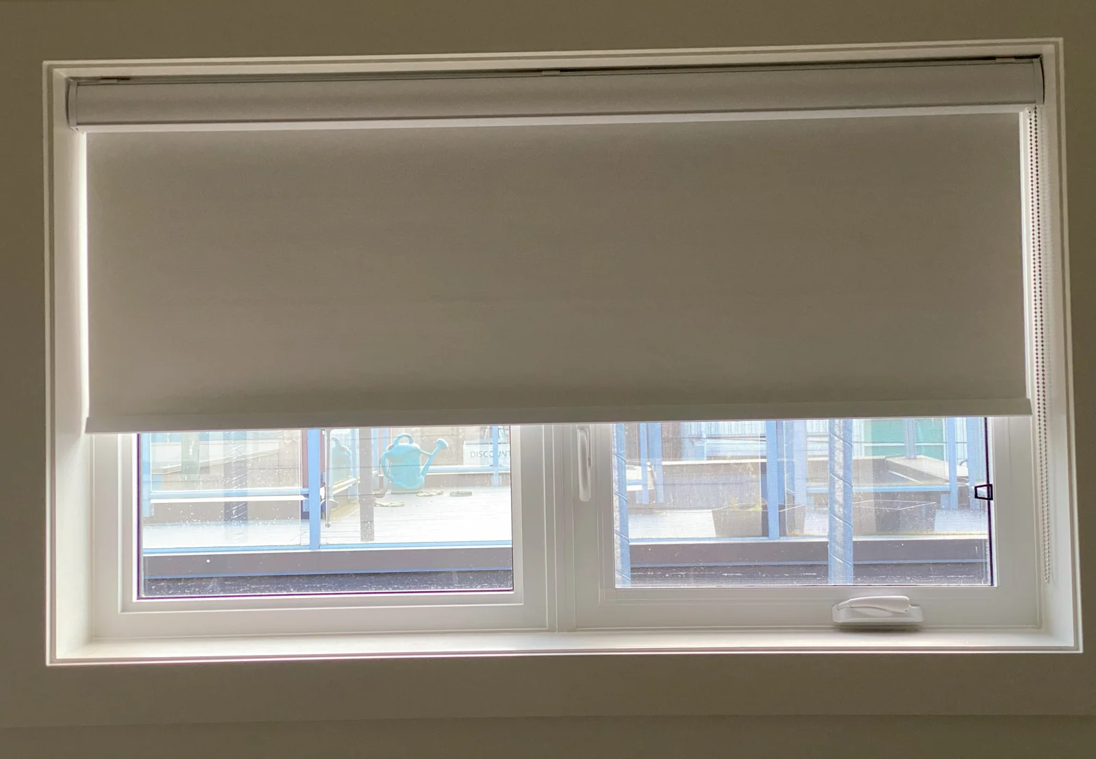 Roller shades overlooking the patio